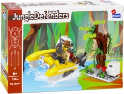 Set de construcție Jungle Defenders – barcă cu motor de explorare și copac