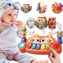 Pian educațional interactiv Woopie Baby vulpiță cu LED și zornăitori