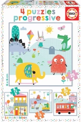 Puzzle pentru copii EDUCA Lemon Ribbon 4‑în‑1 (12–25 piese)