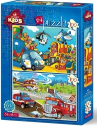 Puzzle poliție și pompieri 2×100 piese