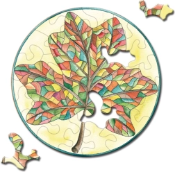 Puzzle rotund CURIOSI Picoli – frunză, 33 piese