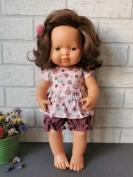 Tunică și chiloței pentru păpușă 38 cm rozetă roz