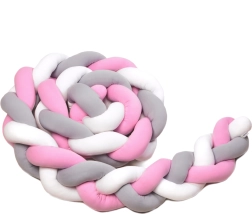 Mantinel împletit T-TOMI 360 cm alb, gri și roz