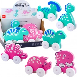 Dinozaur pe roți din spumă pentru copii, mix de culori