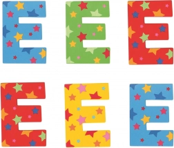 Literă din lemn E cu steluțe