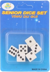Set de zaruri pe blister 1,5 cm (6 buc.)