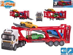 Transportor auto 2-Play Traffic cu propulsie cu inerție, lumină și sunet + 3 mașinuțe, 38 cm