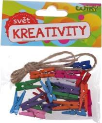 Clemă mini colorate 2,5 cm cu sfoară, 25 buc.