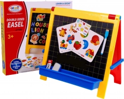 tablă 4‑în‑1 cu cretă, marker și litere magnetice