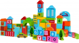 Set de cuburi din lemn Oraș - 100 piese