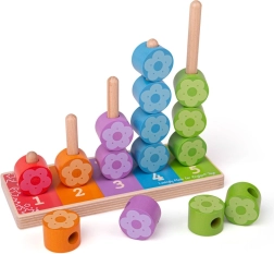 Joc din lemn cu floricele colorate de înșirat BIGJIGS