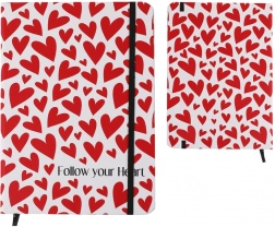 Notițe A5 cu copertă tare și inimioare