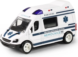 Ambulanță metalică a Spitalului Municipal din Ostrava în cutie de plastic