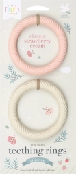 Inelușe de dentiție din silicon cu frunze pentru bebeluși, 2 buc. – Căpșuni