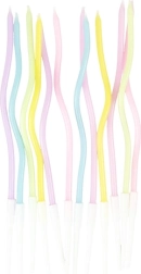 Lumânări răsucite pastel pentru tort 11,5 cm (12 buc.)