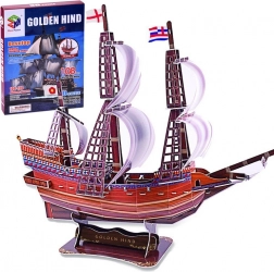 Puzzle 3D loď Golden Hind, 108 piese