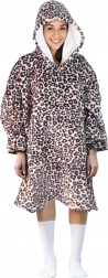 pătură hanorac călduroasă cu glugă COZY NOXXIEZ cu imprimeu leopard