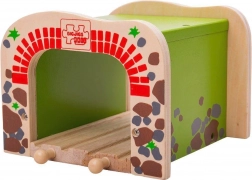 Tunel dublu din lemn pentru trenulețe BIGJIGS RAIL