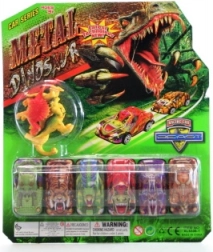 set mașinuțe dino și figurine dinozauri (6 mașinuțe + 4 figurine)