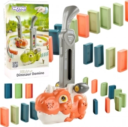 Locomotivă dinozaur Woopie pentru domino cu iluminare – portocaliu