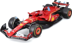 Model Bburago F1 Ferrari SF-24 1:18 Charles Leclerc cu figurină și vitrină