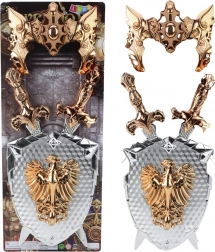 Set pentru cavaleri pentru copii cu scut, două săbii și mască Vultur de Aur