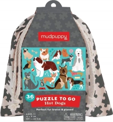 Puzzle Câini în Sac de Pânză 36 Piese