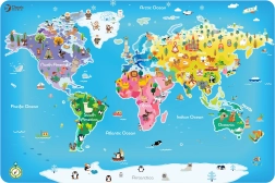 Puzzle din lemn Hartă a lumii pentru copii Classic World