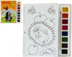 Cărți de colorat Krtek cu culori de apă și pensulă