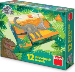 Cuburi licențiate din lemn Lumea Jurasică – 12 cuburi