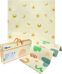 Saltea mare, pliabilă, din spumă XPE HUMBI, față-verso, 200 × 180 cm, cu modele soare și lună