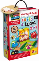 Cuburi de lemn Montessori cu animale pentru logică