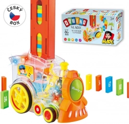 Locomotivă transparentă cu domino și lumină pentru copii