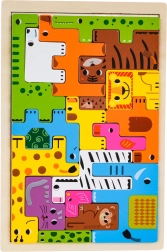 Set de puzzle-uri cu animale din lemn pentru copii