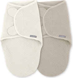 Înfășători din muselină SwaddleMe™ Cocoon 1 TOG pentru bebeluși 0–3 luni, Cream/Cashew, 2 buc.
