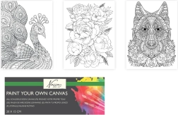 Pânză pretipărită pentru pictură 20 × 15 cm – lup, păun și buchet