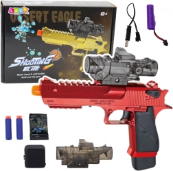 Pistol electric pentru copii cu bile cu gel și săgeți din spumă – roșu