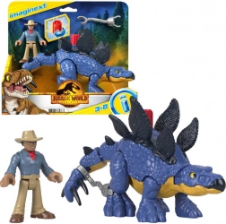 imaginext jurassic world stegosaurus și dr. grant – set de figurine de acțiune
