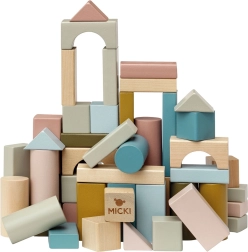 Cuburi din lemn pastel pentru copii 60 buc. Micki