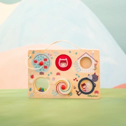 Panou de activități Lilliputiens din lemn Scufița Roșie și lupul Ludovic