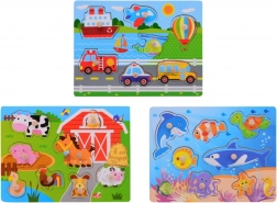 Puzzle din lemn cu mâner pentru cei mai mici