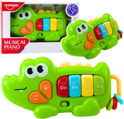 pianină muzicală interactivă în formă de crocodil pentru copii mici – verde