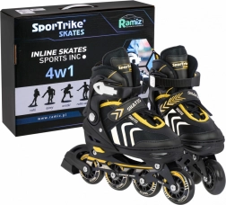 Set patine pentru copii 4 în 1: inline, quad și de gheață – mărimea 39–43 – galben
