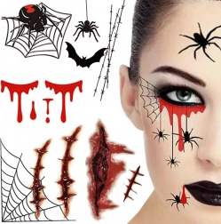 Tatuaje temporare de Halloween – efecte sângeroase, pânze de păianjen și cicatrici