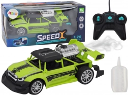 Mașină RC de curse 1:20 cu lumini și efect de fum – verde