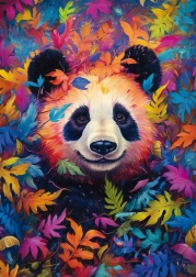 Puzzle panda în pădurea curcubeu 1000 de piese