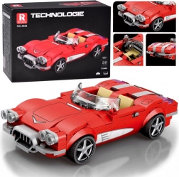 Set tehnic de construcție cabriolet retro din anii ’50 – roșu