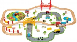 Pista de tren din lemn cu traseu rural de la Bigjigs Rail