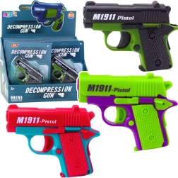 Mini pistol de jucărie pentru copii cu încărcător, 8 gloanțe, 12,5 × 8,5 cm, mix de culori