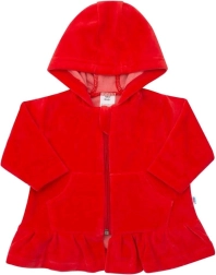 Hanorac din velur cu glugă New Baby roșu